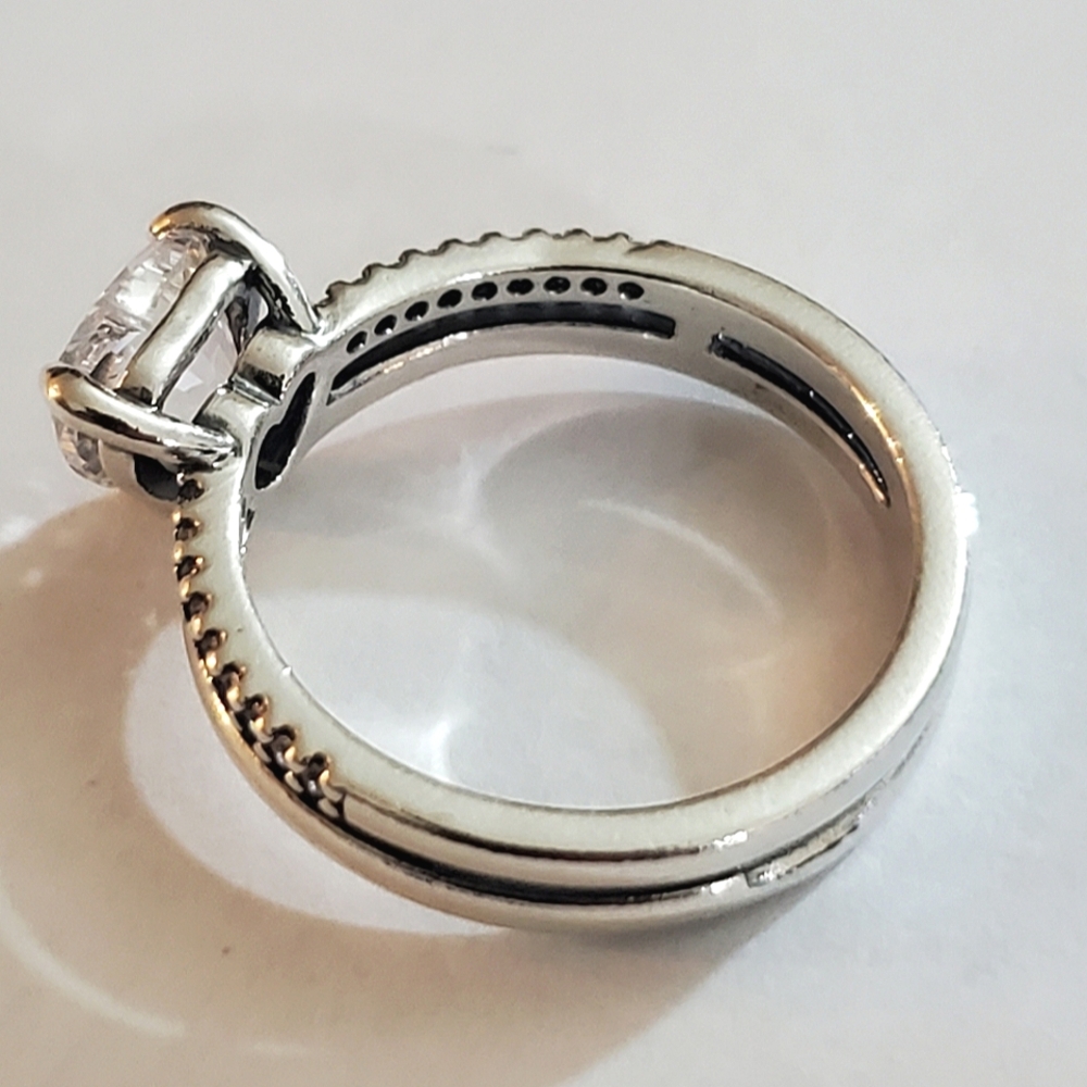 Authentic NEW Pandora Double Band Heart Ring S925ALE CZ - Picture 4 of 10